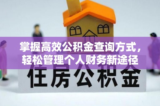 冬山掌握高效公积金查询方式，轻松管理个人财务新途径